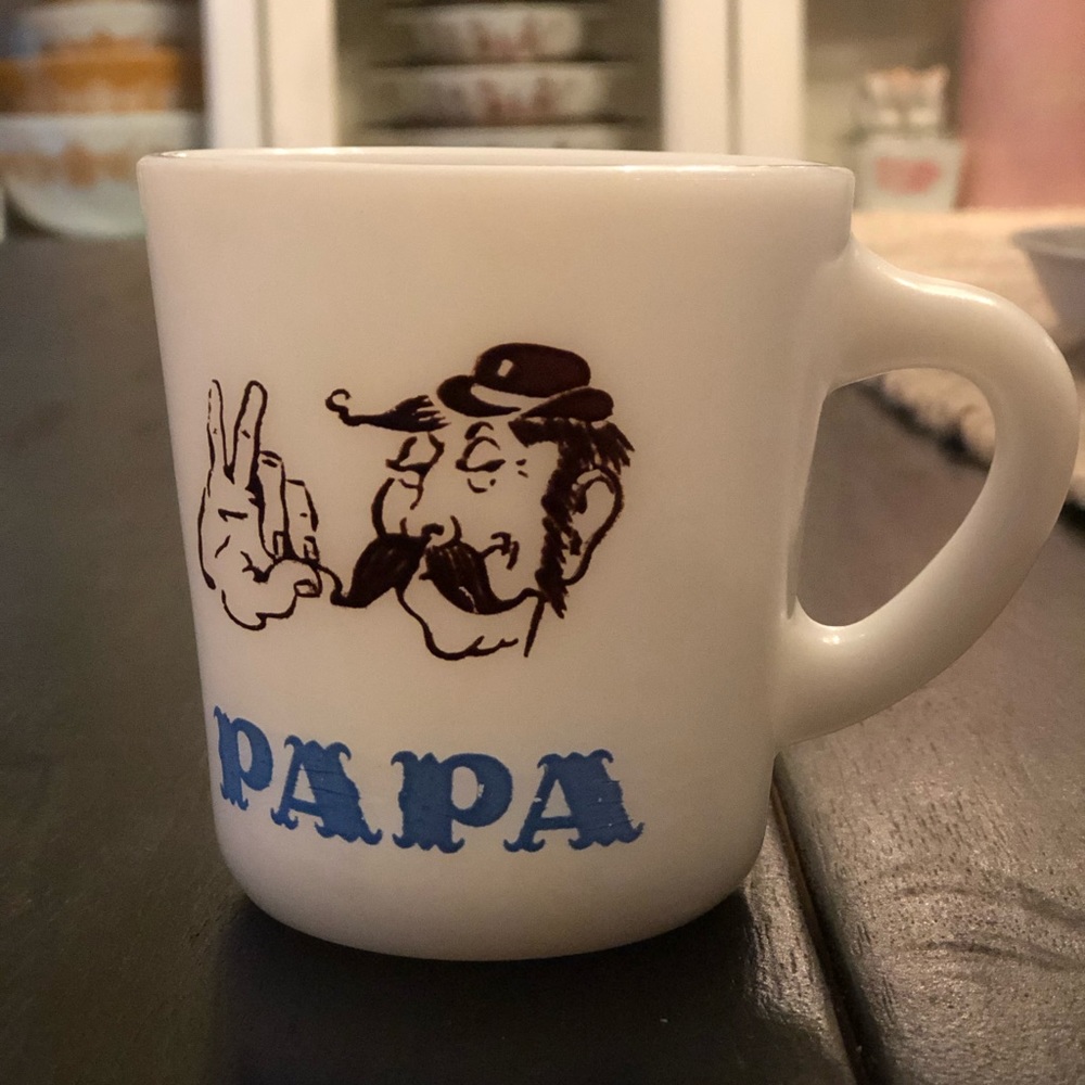 Hazel Atlas PAPA 1950 Mug Milk Glass D handle